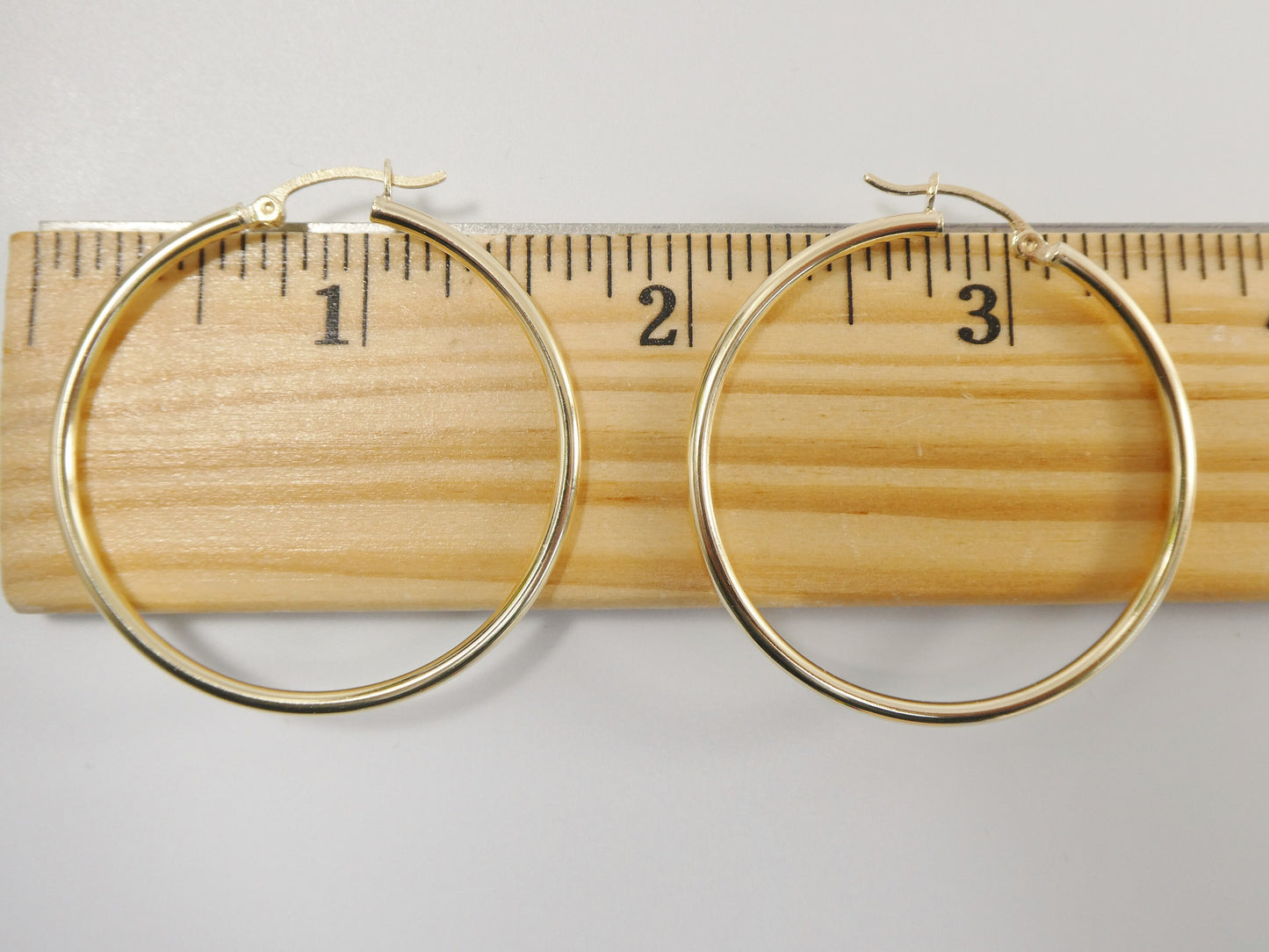 real 10k solid yellow gold plain high polish 40mm hoop earrings