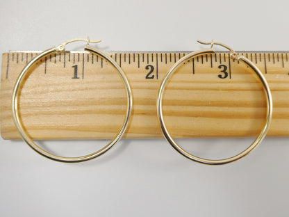 Real 10k Solid Yellow Gold Plain High Polish 40mm Hoop Earrings
