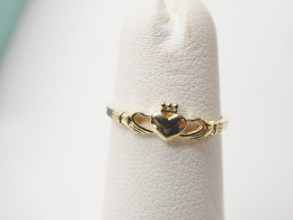 10k Solid Yellow Gold Women Girl Claddagh Ring