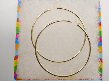 Real 10k Solid Yellow Gold Plain High Polish 60mm Hoop Earrings