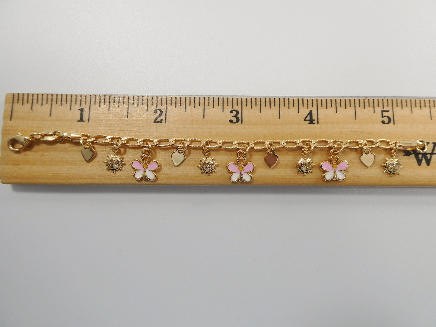 5.5 inch 14k gold filled CURB style butterfly pendent dropping baby bracelet