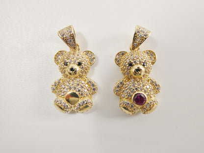 14k Real Solid Yellow Gold Small Teddy Bear Charm Pendent