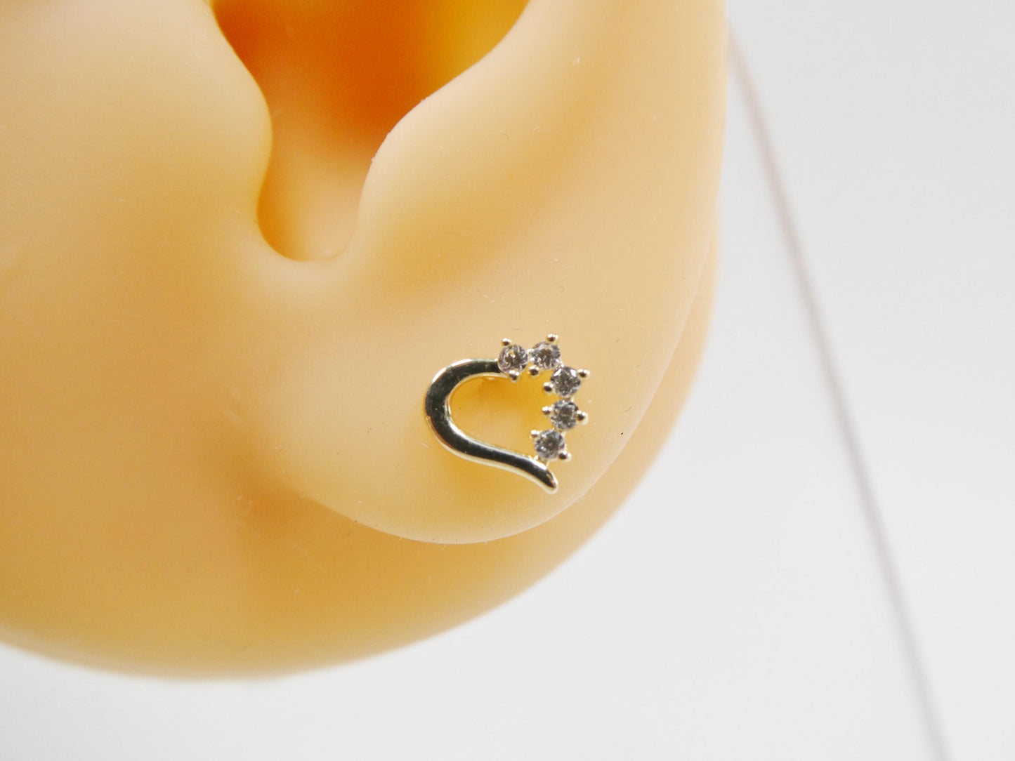 10k real solid gold heart micro fave setting push back earrings