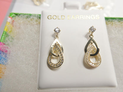 Real 10k Solid Yellow Gold Design Teardrop Push Post Earrings