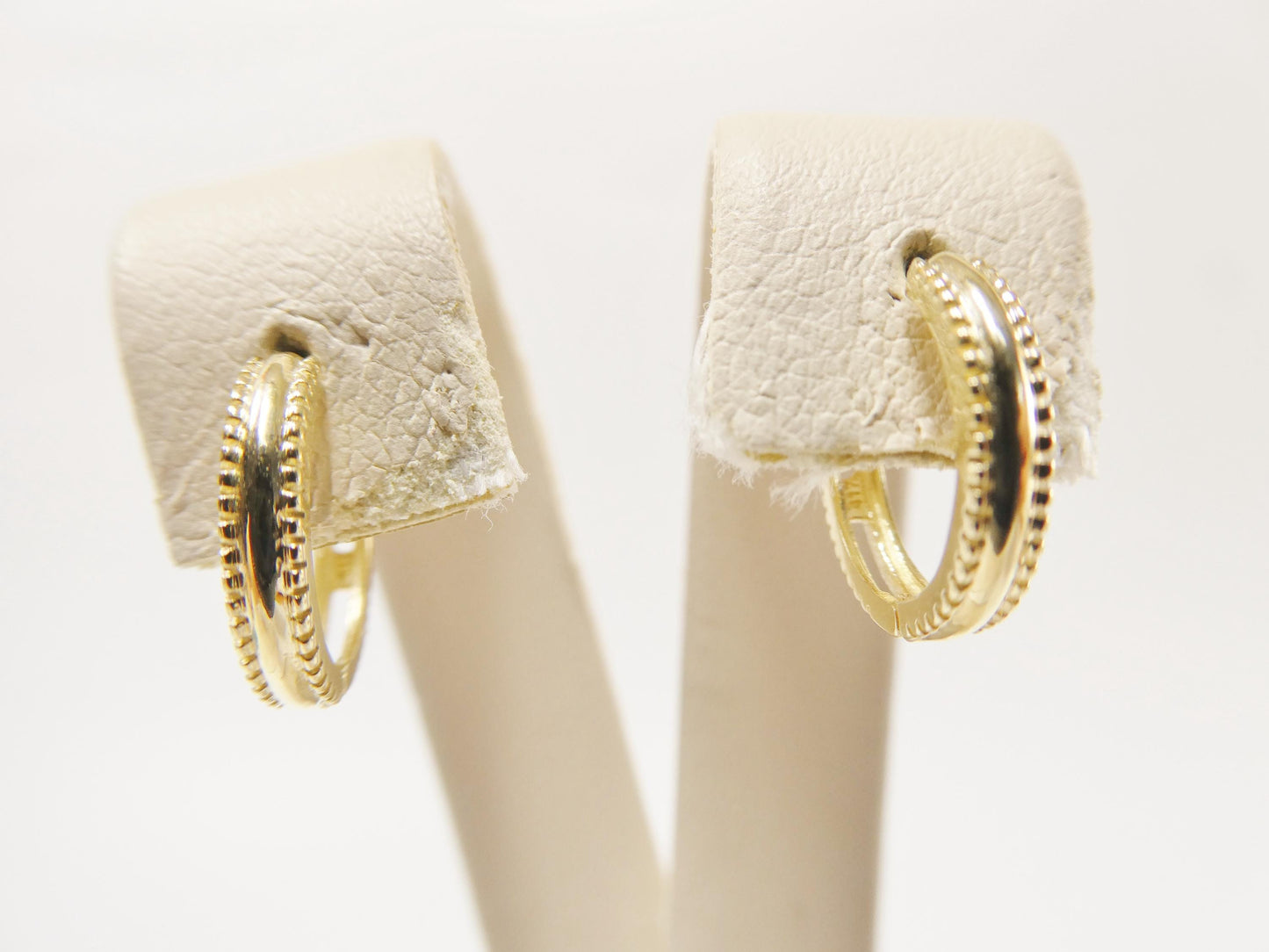 real 10k solid yellow gold designer hoop huggie earrings