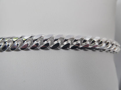 6mm Real Miami Link Solid 925 Sterling Silver Men Bracelet Safety Box Lock