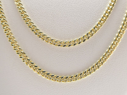 Real 10k Solid Yellow Gold 3mm Curb Link Chain Necklace