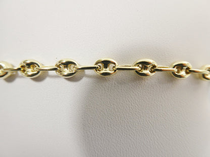 Real 925 Sterling Silver Solid Anchor Puff Chain 14k Yellow Gold Finish