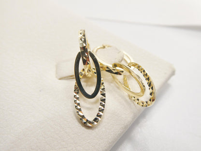 Real 10k Solid Yellow Gold Designer Hoop Huggie Earrings