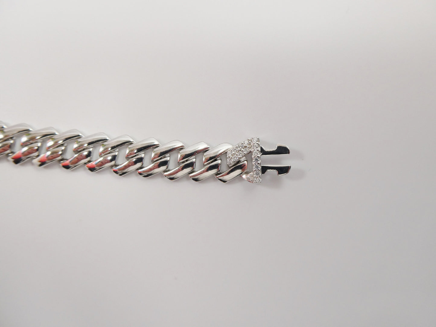 7 inch 14k white gold color tone Monaco bracelet over real solid 925 sterling silver
