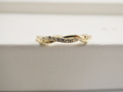 Real 14k Solid Yellow Gold Women's Classic Micro Pave Setting Pinky Ring
