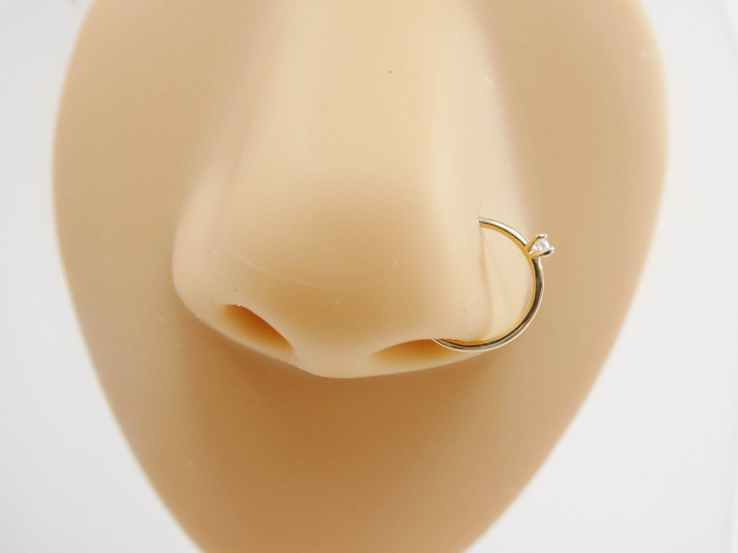 14k real solid yellow gold cartilage nose ring body ring piercing