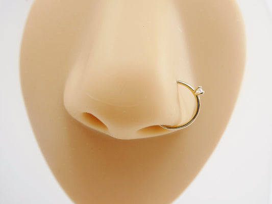14k real solid yellow gold cartilage nose ring body ring piercing