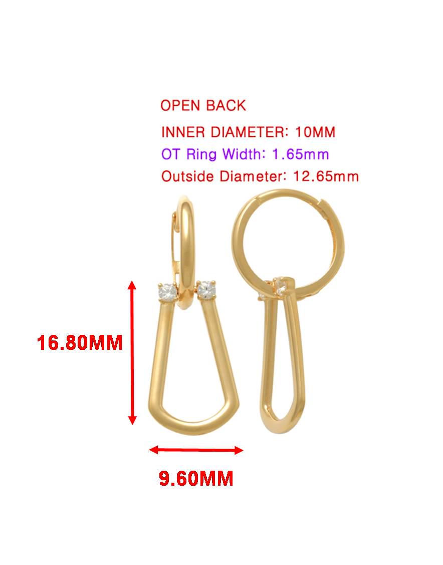 real 10k solid yellow gold buckle hoop huggie earring