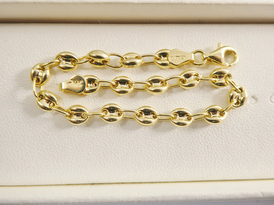 real 14k solid yellow gold 6 inch puff mariner baby bracelet