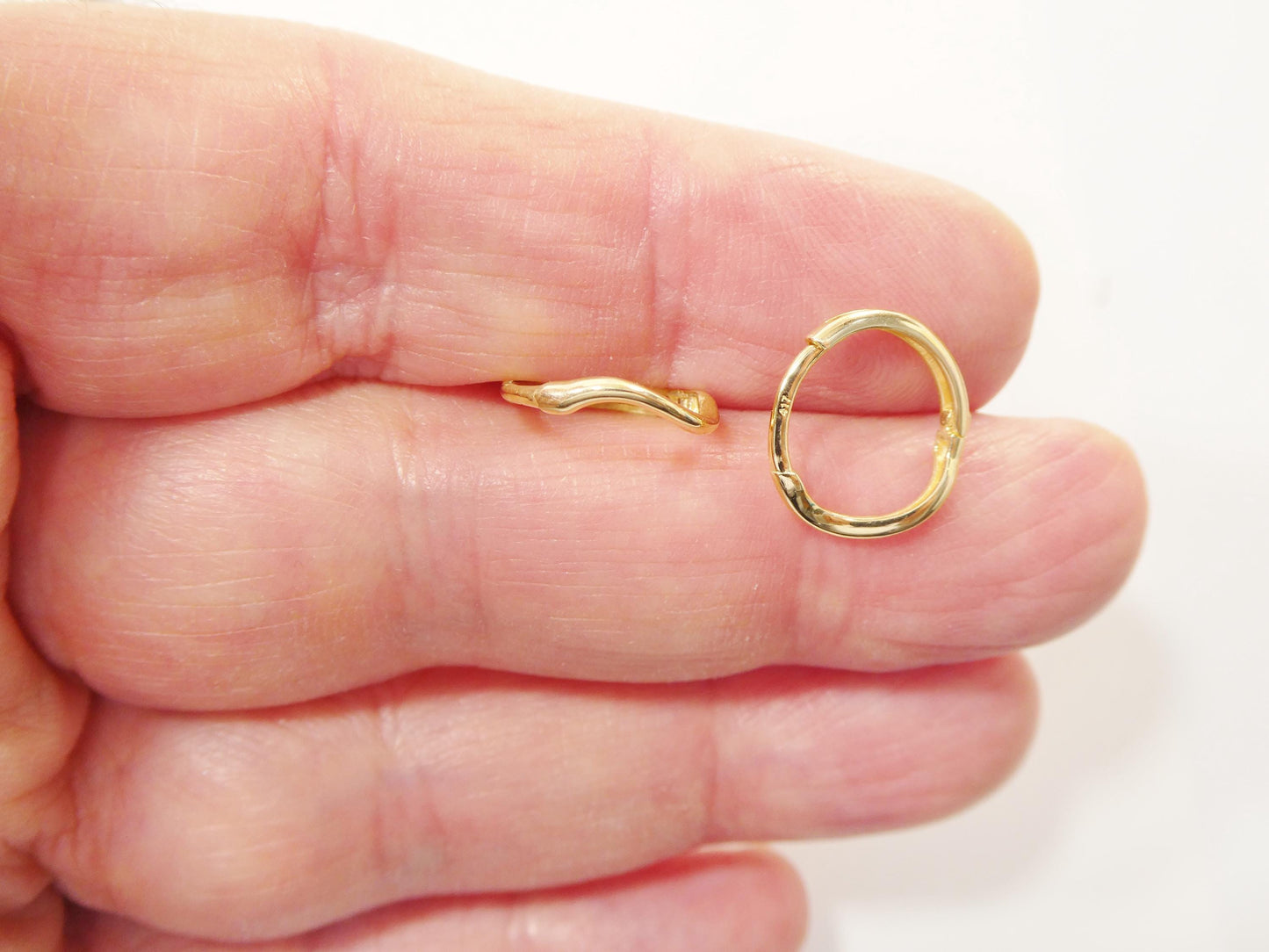 real 10k solid yellow gold designer hoop huggie earrings