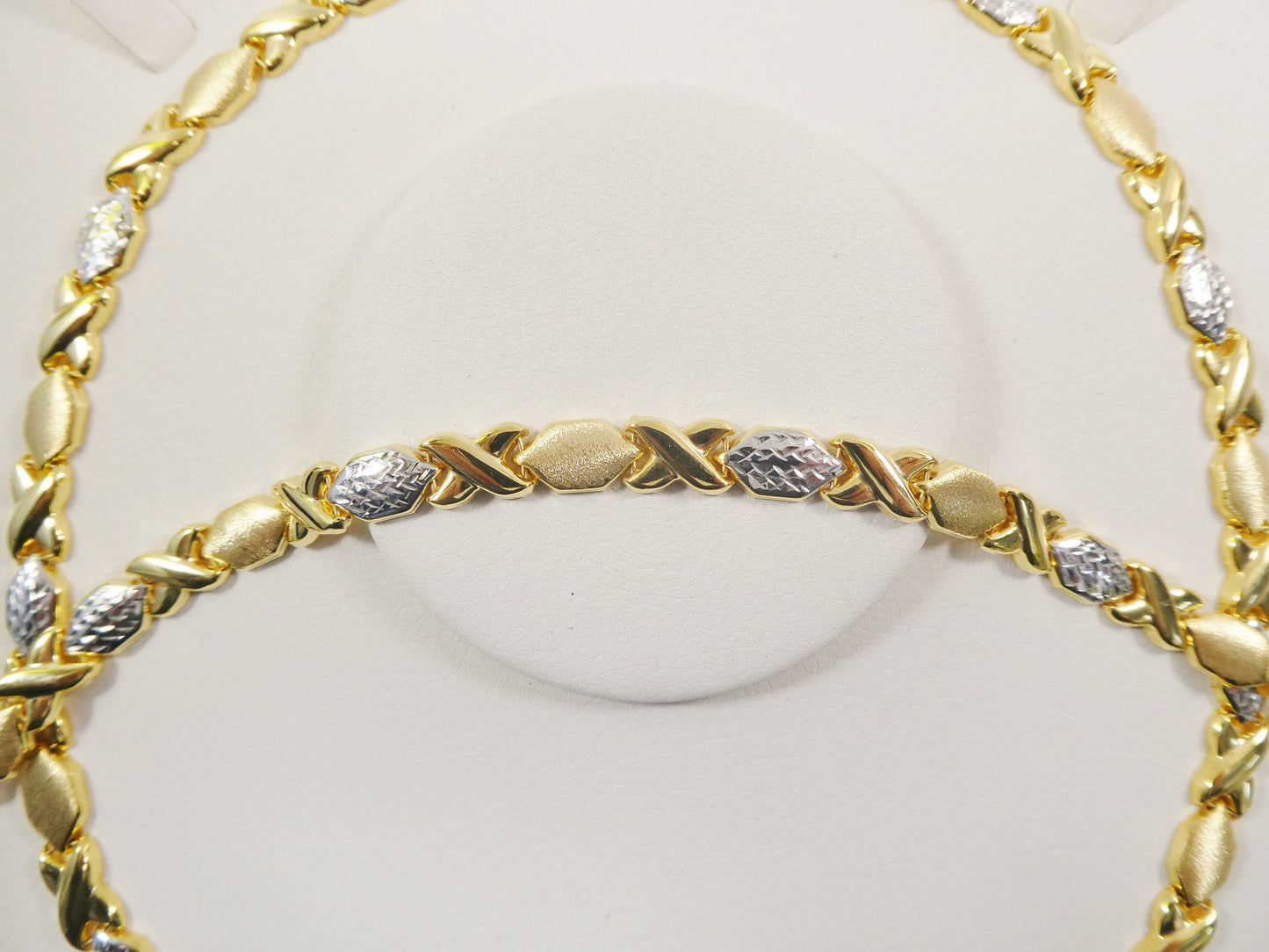 real 925 sterling silver xoxo hugs and kisses stampato set necklace and bracelet 14k gold color finish