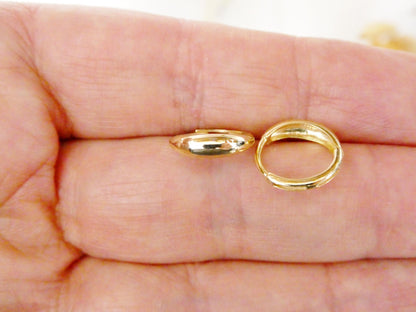 Real 10k Solid Yellow Gold Designer Polish Hoop Huggie Earrings