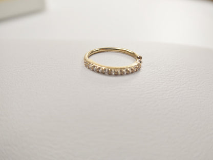 14k Real Solid Yellow Gold CZ Hoop Earring Cartilage Daith Ring Piercing