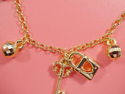 7 Inch 18k Gold Filled Adjustable With Extension Charm Ladies Bracelet