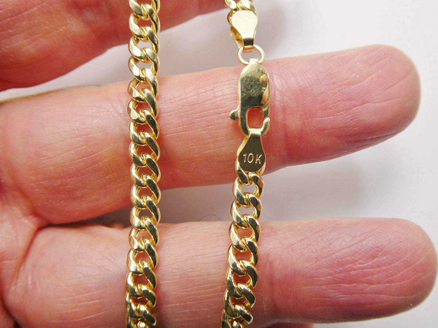 real 10k solid yellow gold 5mm curb link chain necklace