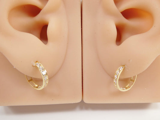 real 10k solid yellow gold 14.5mm hoop huggie earring
