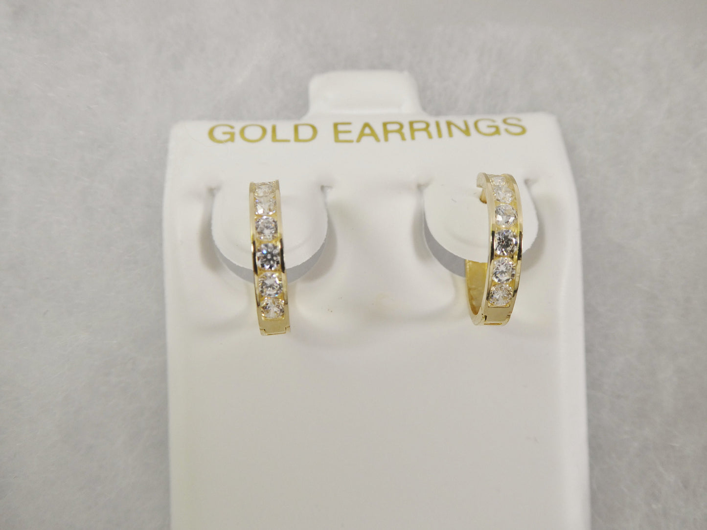 real 10k solid yellow gold 13mm prong setting huggie hoop earrings
