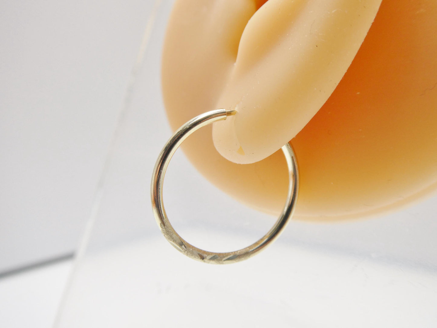 10k real solid yellow gold 2mm tube diamond cut endless hoop earrings