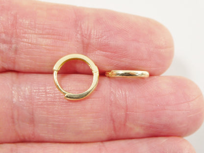 Real 10k Solid Yellow Gold 11mm High Polish Plain Hoop Huggie Earrings