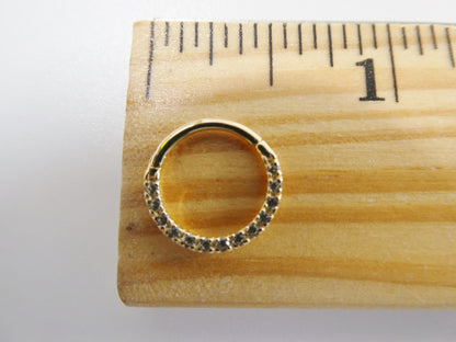 14k Real Solid Yellow Gold CZ Hoop Earring Cartilage Daith Ring Piercing
