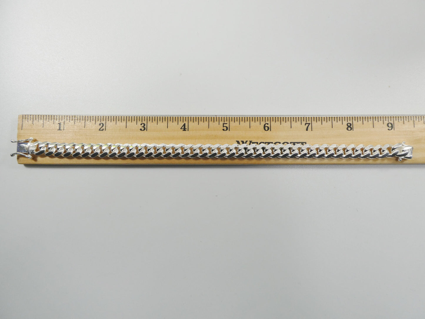 9mm real Miami link solid 925 sterling silver men bracelet safety box lock