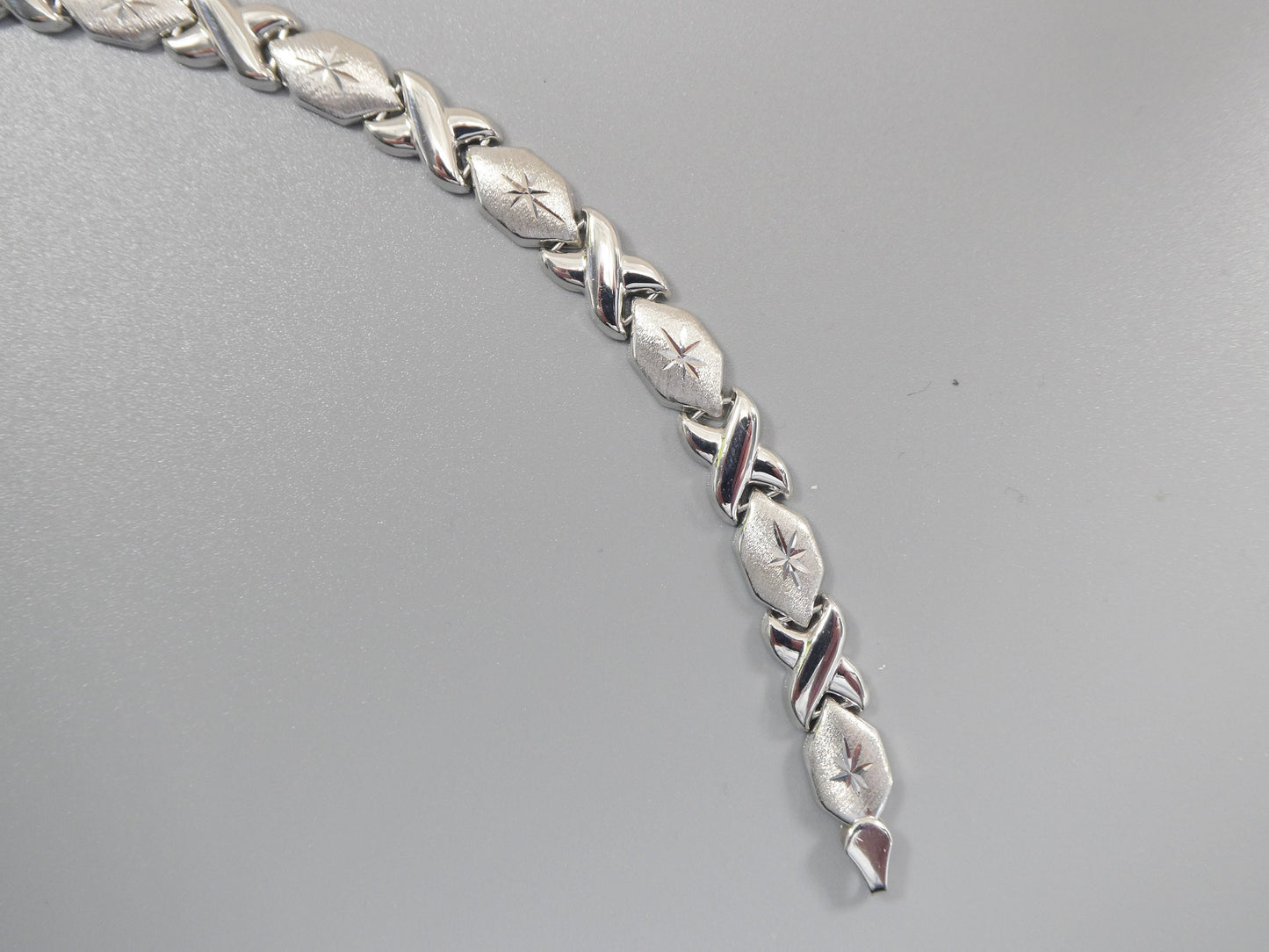 Sterling Silver XOXO Heart Anklet Bracelet - 14K White Gold Finish