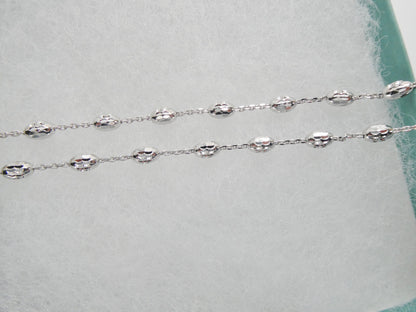 Real 925 Sterling Silver 10 Inch Cable Chain Bead Anklet 14k White Gold Finish