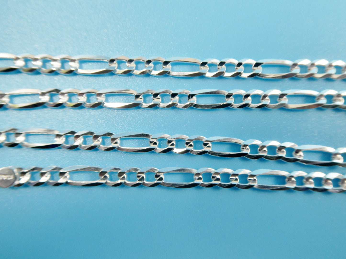 real 925 sterling silver 4mm Italian concave figaro solid chain lobster lock clasp