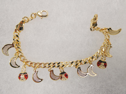 5.5 Inch 14k Gold Filled CURB Style MOON Pendent Dropping Baby Bracelet