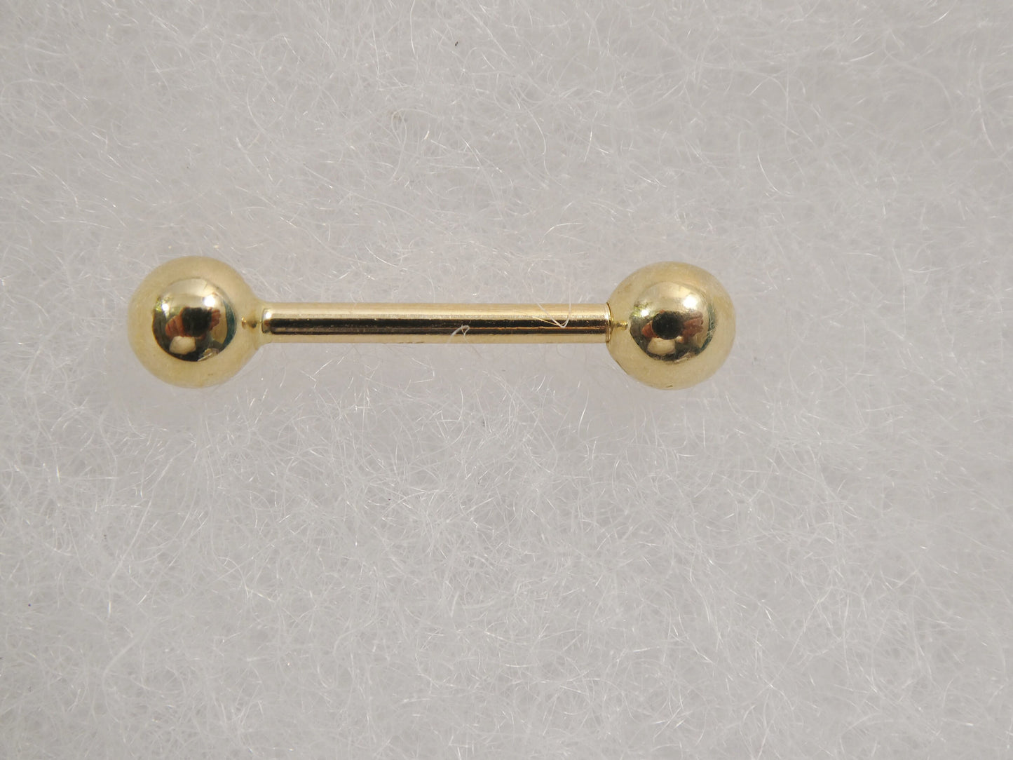 14k real solid yellow gold 13MM straight barbell tongue belly button ring piercing