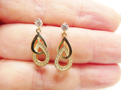 Real 10k Solid Yellow Gold Design Teardrop Push Post Earrings