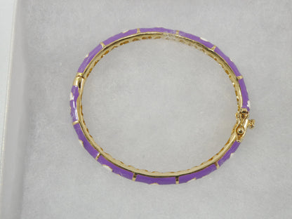 18k Yellow Gold Filled 50mm Purple Enamel Children Bangle Bracelet