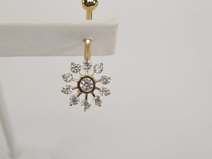 14k Real Solid Yellow Gold Sun Belly Ring