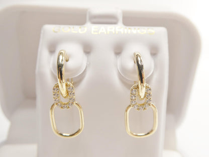 Real 10k Solid Yellow Gold Designer Hoop Huggie Earrings