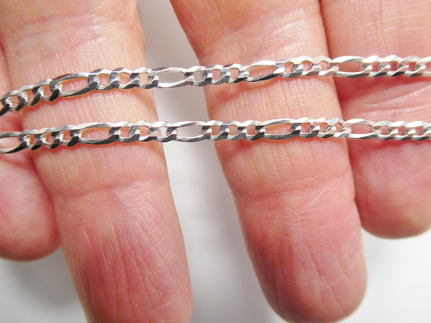 real 925 sterling silver 2.8mm Italian figaro solid chain lobster lock clasp