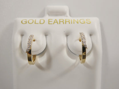 Real 10k Solid Yellow Gold Small 11.9mm Hoop Fancy Huggie Earrings