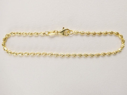 Real 925 sterling silver 7 inch bead bracelet 14k yellow gold finish