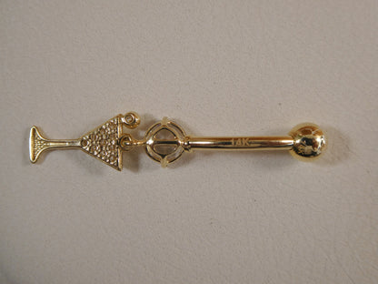 14k Real Solid Yellow Gold Wine Cup Belly Vutton Ring Piercing