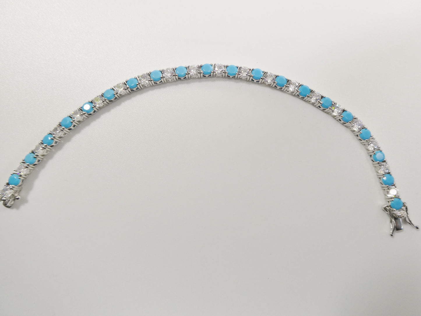 4mm 7 Inch turquois tennis bracelet real 925 sterling silver