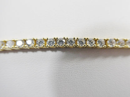 Real 925 Sterling Silver 2.5MM 6.5 INCH Tennis Bracelet 14k Yellow Gold Finish