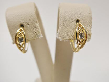 Real 10k Solid Yellow Gold Designer Hoop Huggie Earrings