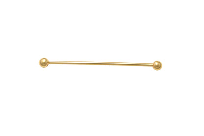 14k Real Solid Yellow Gold 60mm Straight Barbell Tongue Belly Button Ring Piercing