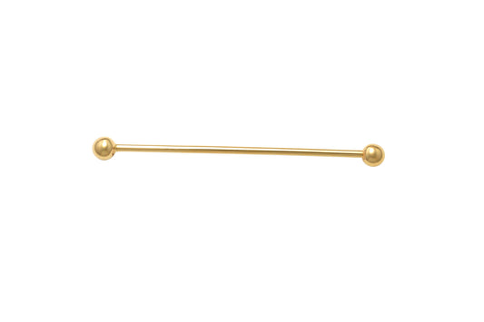 14k real solid yellow gold 60mm straight barbell tongue belly button ring piercing