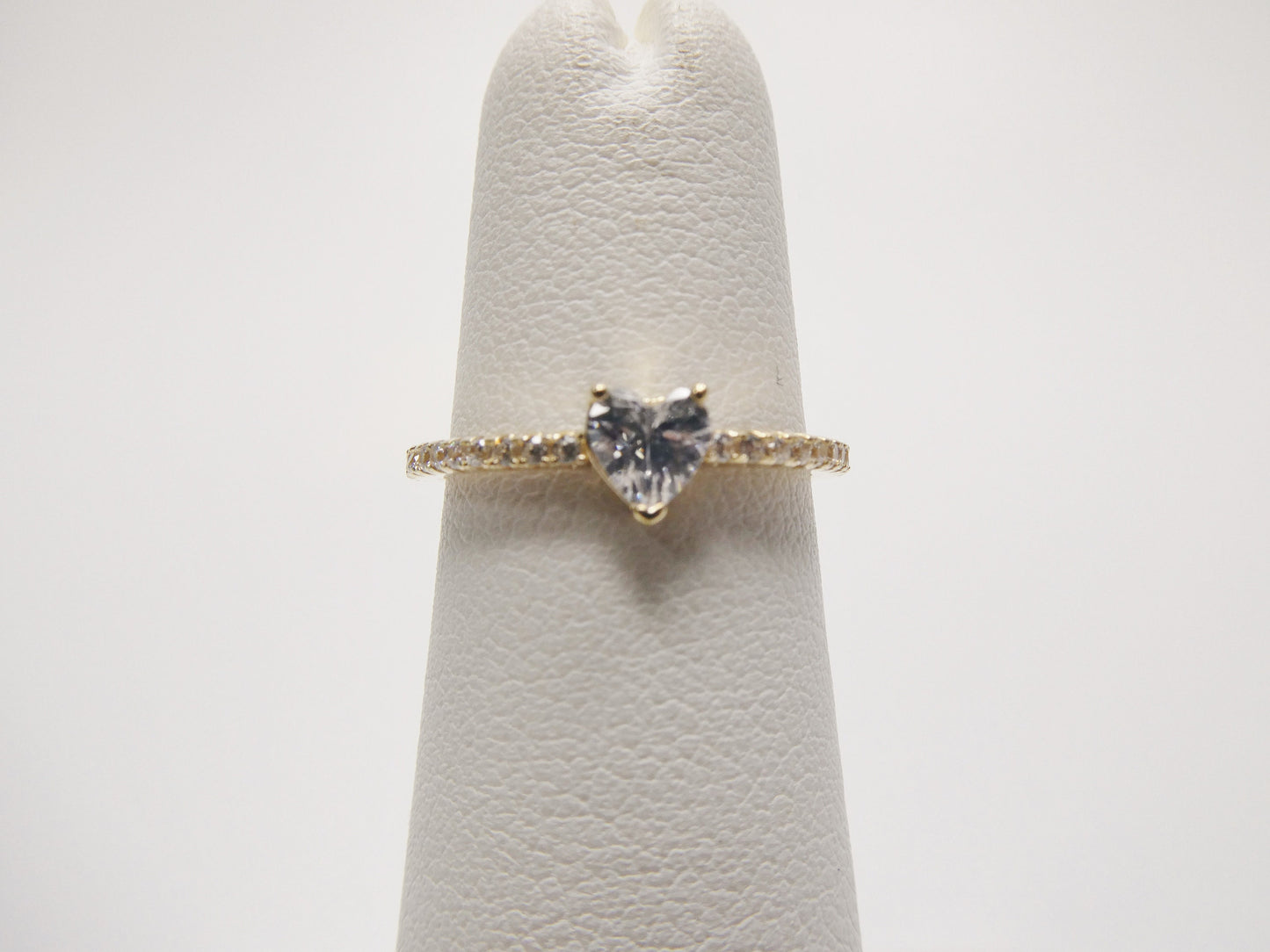 real 10k solid yellow gold women's heart stone ring